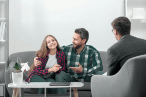 Family engaging in therapy to support teen recovery