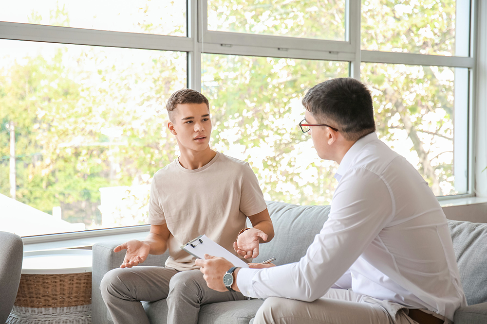 Teen in counseling session receiving support for passive suicidal ideation.